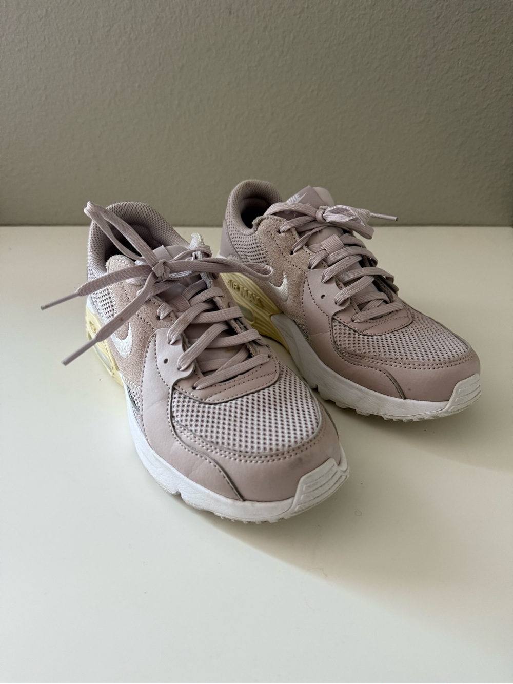 Nike Women's Lace-Up Trainers in Light Taupe with White Soles